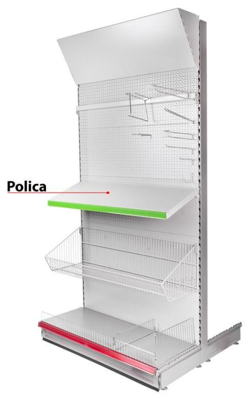 Polica Racks H10 1250x370x0.8 mm, s držiakmi *L*, max. 70 kg