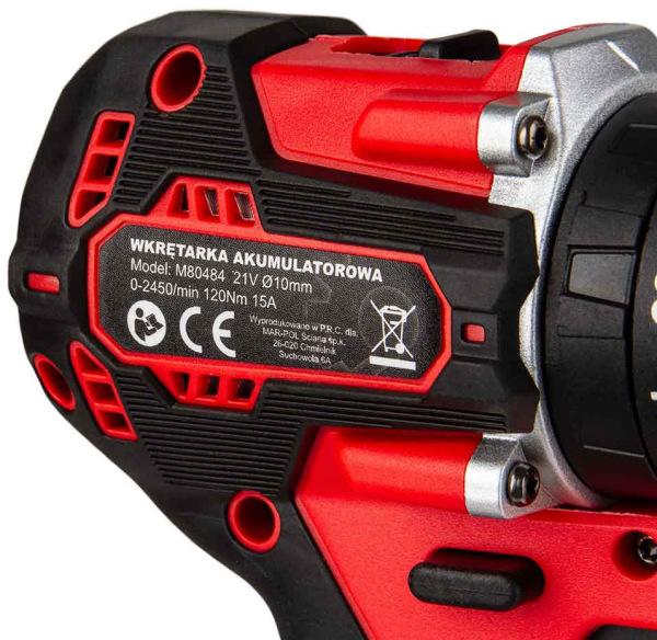 Akumulátorový vŕtací skrutkovač, 2x 4Ah batéria, 1x nabíjačka, 120Nm, MAR-POL 10
