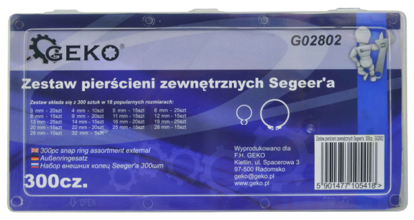 Sada segerových poistiek vonkajších, 300 - dielna, 3-32 mm, GEKO 3