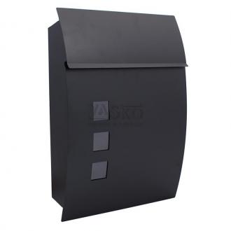 Poštová schránka s okienkami, 31x10x45cm, čierna polkruhová, XL-TOOLS