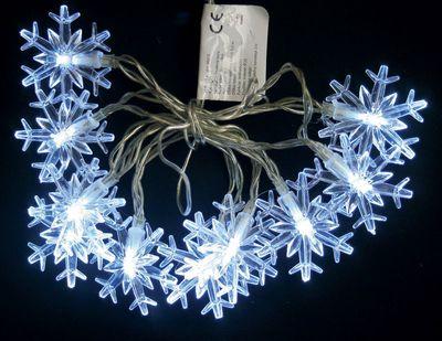 Reťaz MagicHome Vianoce SnowFlake, 10 LED studená biela, jednoduché svietenie, 2xAA, IP20, interiér, 3