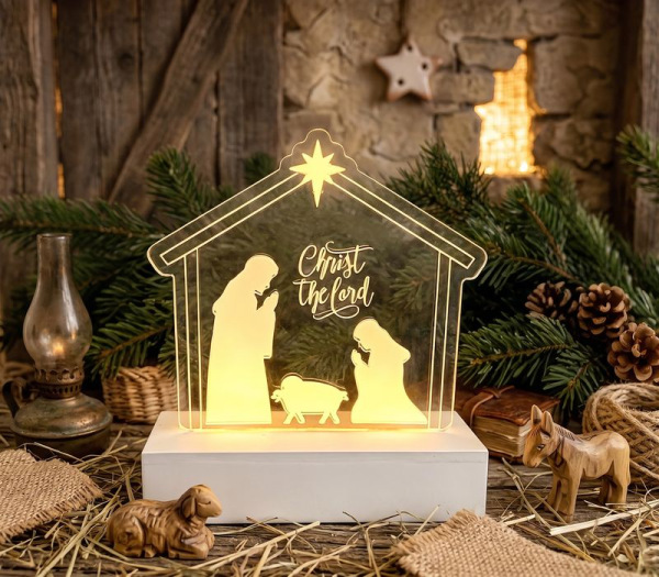 Dekorácia MagicHome Vianoce, Narodenie Ježiša, 10xLED teplá biela, IP20, 2xAA, 15x5,8x17,5 cm 2