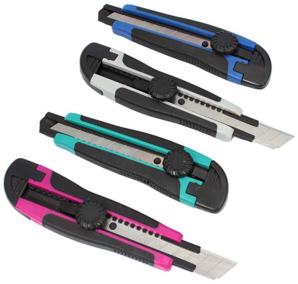 Sada ulamovacích nožov 18 mm v predajnom boxe, 24 ks, s kolieskom, 4 farby, XL-TOOLS 2