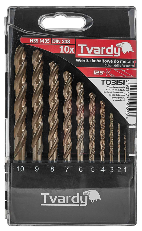 Sada kobaltových vrtákov do kovu 10-dielna, 1,0-10,0 mm, TVARDY 4