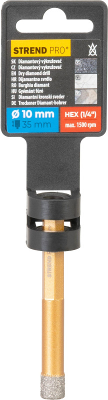 Vyrezávač Strend Pro, diamant, korunka, HEX 1/4", 10 mm 2