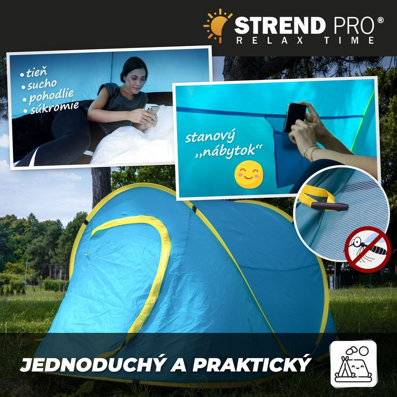 Stan Strend Pro, rozkladací, plážový, modro-žltý, 220x120x95 cm 5