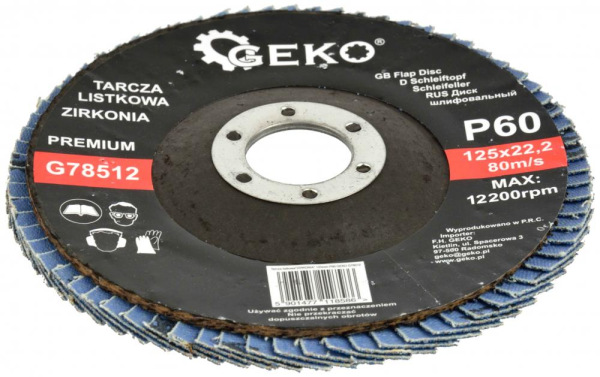 Brúsny lamelový kotúč 125 x 22,2 zrno 60 ZIRKON, GEKO 3