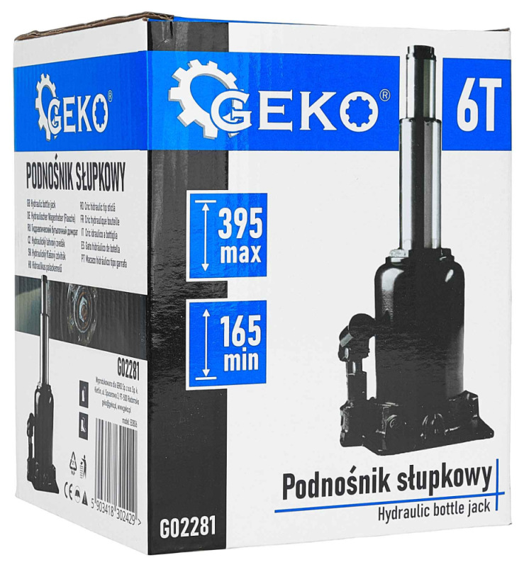 Zdvihák hydraulický dvojstupňový, nosnosť 6.000kg, zdvih 165-395 mm, GEKO 10