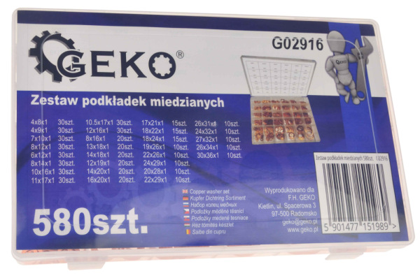 Sada medených podložiek 580 ks, GEKO 3