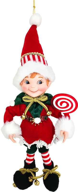 Dekorácia MagicHome Vianoce, elf, textil, červený, 14/35 cm