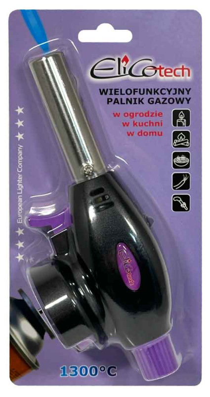 Spájkovacia lampa na plynovú kartušu s tlačidlom na piezo zapaľovanie, otočný uzáver,ELICO 1