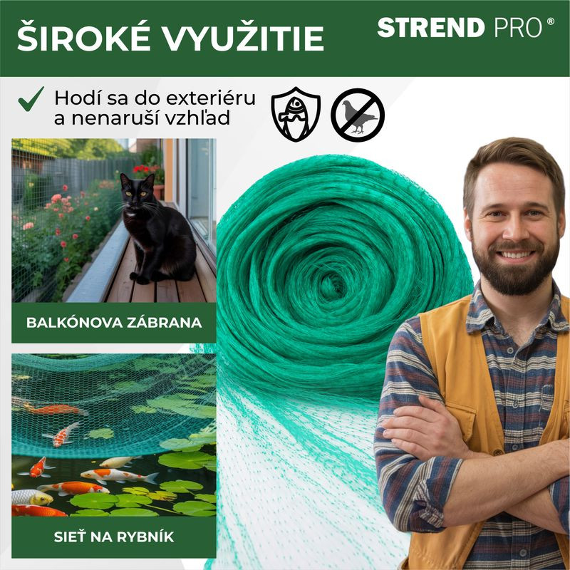 Sieť Strend Pro, 2x10 m, oko 18 mm, proti vtákom, PE 4