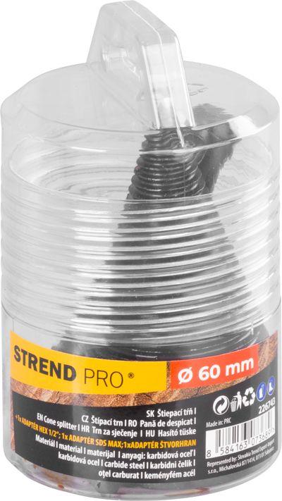 Tŕň Strend Pro, štiepací klin, kužeľ, 60 mm, 3x adaptér, na drevo 4