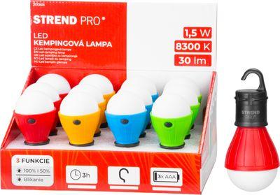 Svietidlo Strend Pro Camping C748, lampa kempingová, tvar žiarovky, 3xAAA, mix farieb, Sellbox 12 ks