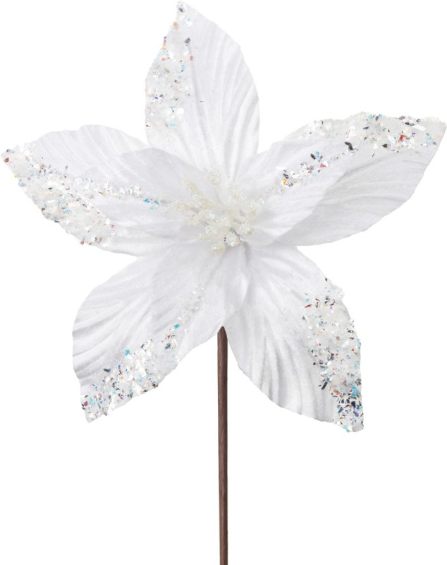 Kvet MagicHome Vianoce, poinsettia, biely, 20 cm, veľkosť kvetu: 21 cm