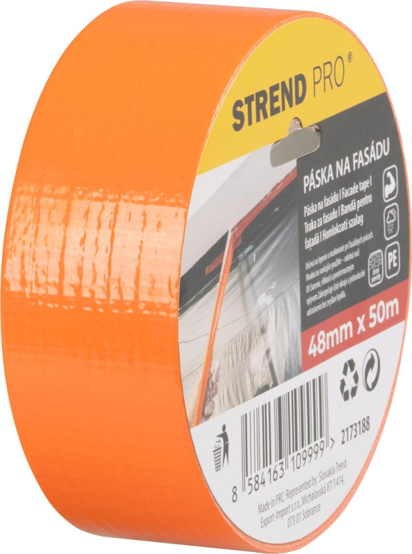 Páska fasádna Strend Pro, 48 mm, L-50 m, oranžová, maskovacia, UV, na fasádu 2