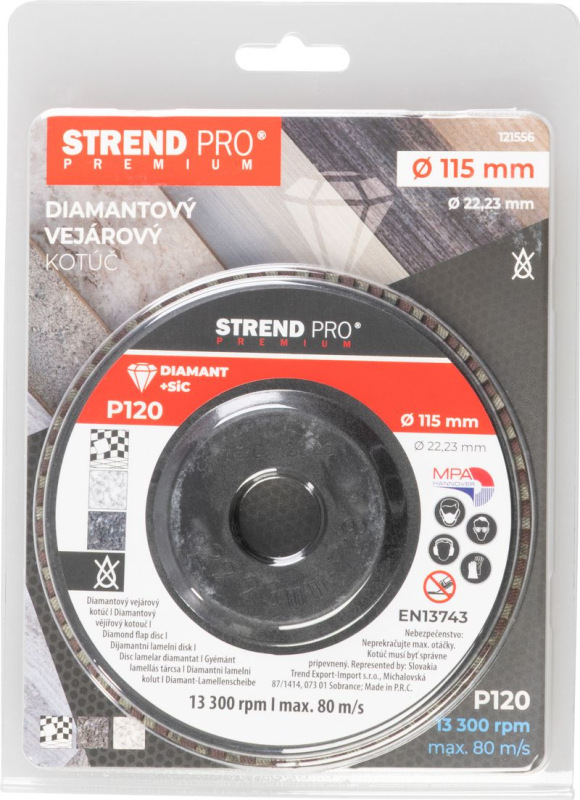Kotúč Strend Pro Premium 115 x 22 mm, brúsny, P120, diamantový, lamelový 4
