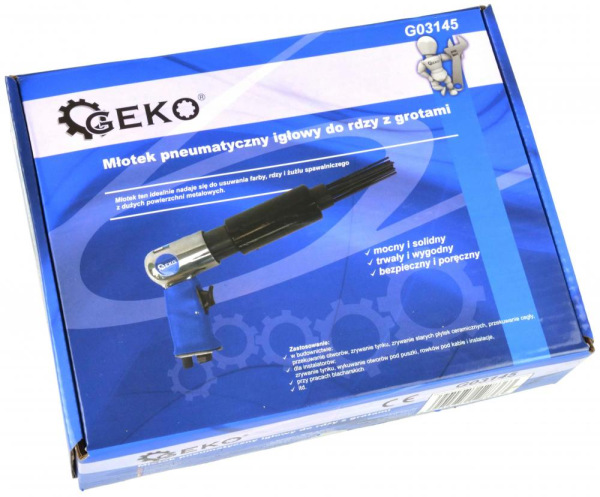 Pneumatický ihlový oklepávač na hrdzu, 19 hrotov, 4 dláta, GEKO 5