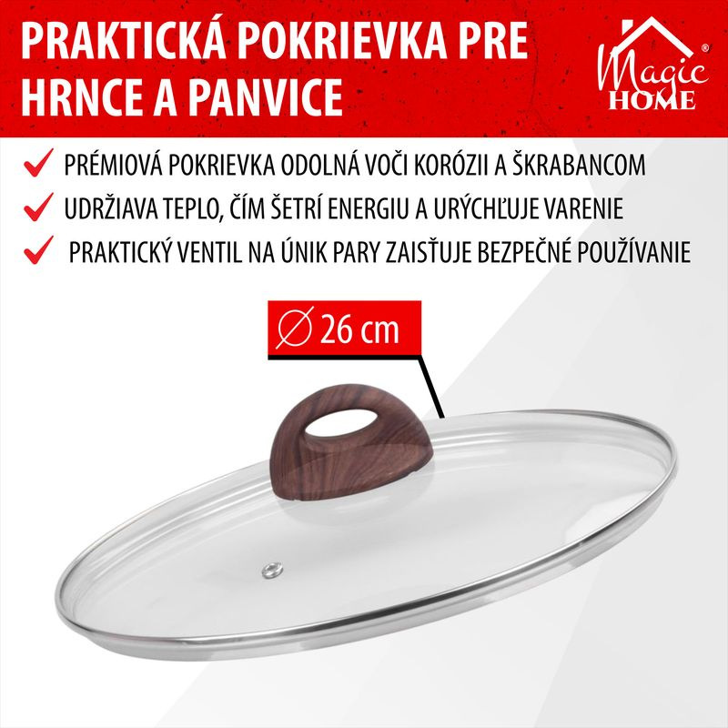 Pokrievka MagicHome Black Marble Line, sklenená, 26 cm 1