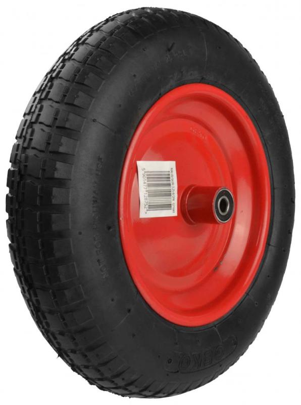 Nafukovacie koleso s ložiskami, otvor 12 mm,priemer 36,5 cm, šírka 8 cm, červené s oskou