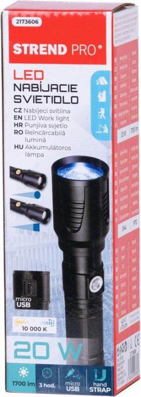 Svietidlo Strend Pro Flashlight LB10208, 1700 lm, AluBody, USB 1