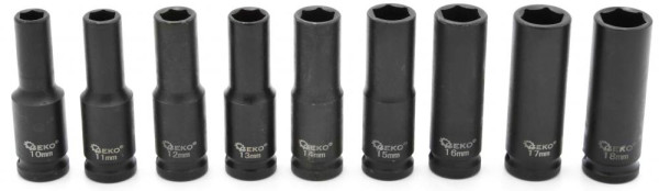 Sada 1/2" úderových hlavíc dlhých 10-32 mm, 16-dielna sada v kazete, GEKO 4