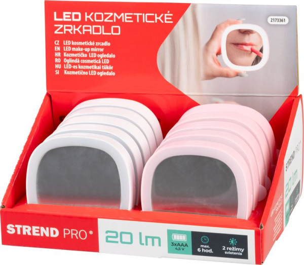Zrkadlo Strend Pro XL1204011, vreckové, kozmetické, LED, 3xAAA, Sellbox 10 ks