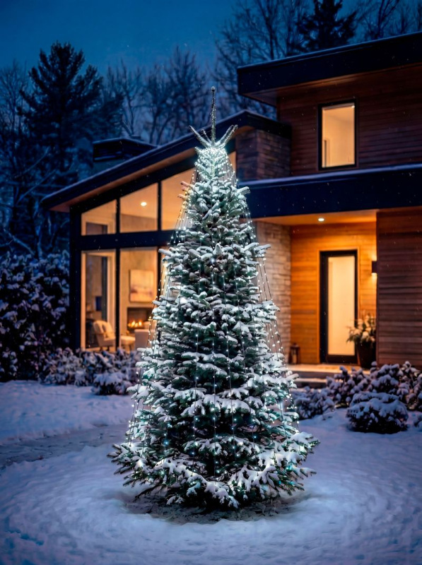 Reťaze MagicHome Vianoce, zvislé, svetelné, časovač, 216xLED, studená biela, 5+8 funkcií, 1,8 m 1