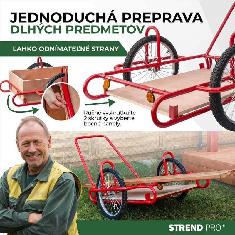 Vozík Optimus, prepravný, s drevenou korbou, max. 240 kg 3