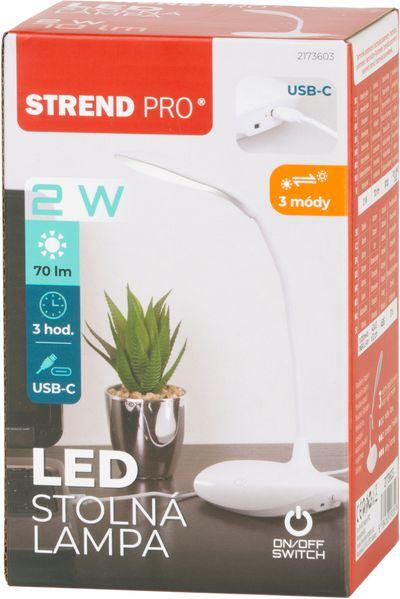 Lampa Strend Pro, stolná, LED, voľba intenzity svetla, USB, 2 W, biela 4