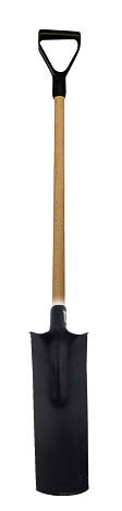 Rýľ štychar 35 cm, čierny lak s bukovou násadou, PVC rukoväť