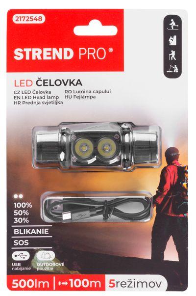 Čelovka Strend Pro Headlight H4016, 2xXPG LED 500 lm, 2000 mAh, USB nabíjanie, vodeodolná, odnímateľ 5