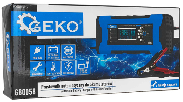 Nabíjačka autobatérii s funkiou opravy, 230 V, 12/24V, intenzita prúdu 10A, AGM/GEL, GEKO 8