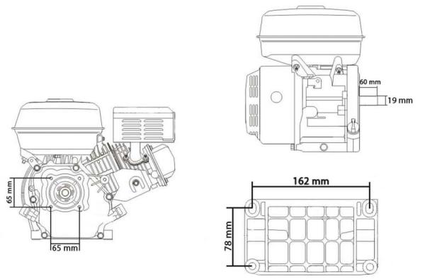 Benzínový štvortaktný spaľovací motor, 223 cm3, výkon 7,0 kW, hriadeľ 19 mm, MAR-POL 1