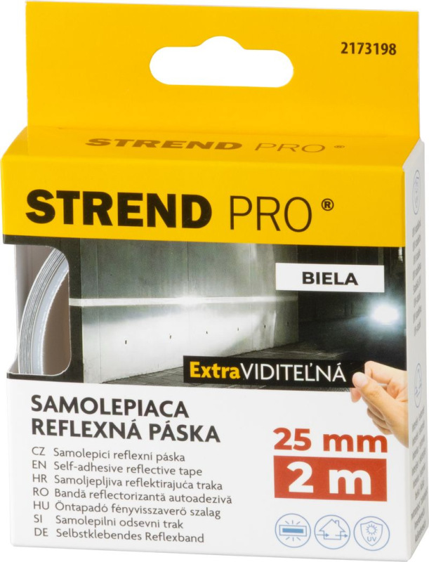 Páska Strend Pro, 25 mm, L-2 m, biela, reflexná 2