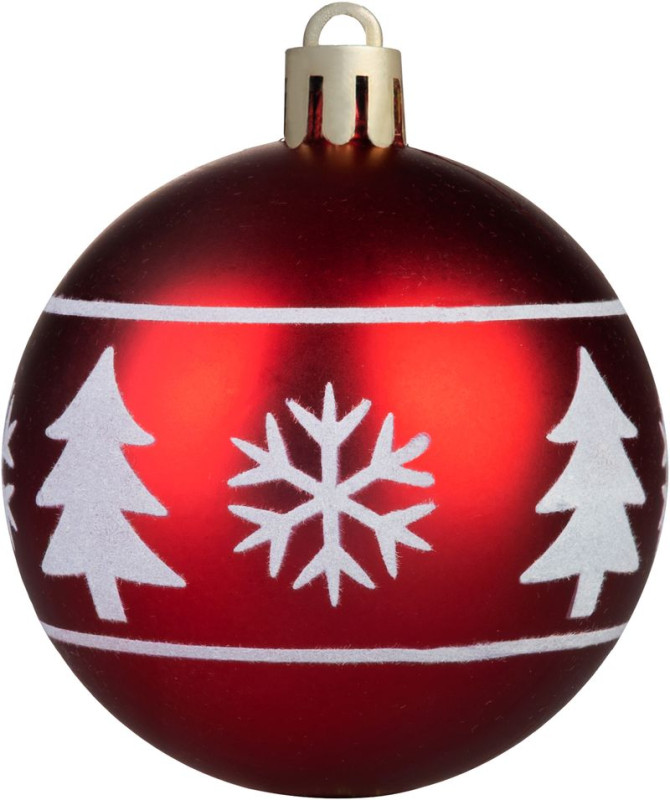 Gule MagicHome Vianoce, 12 ks, 6 cm, červené s bielym ornamentom, na vianočný stromček 3