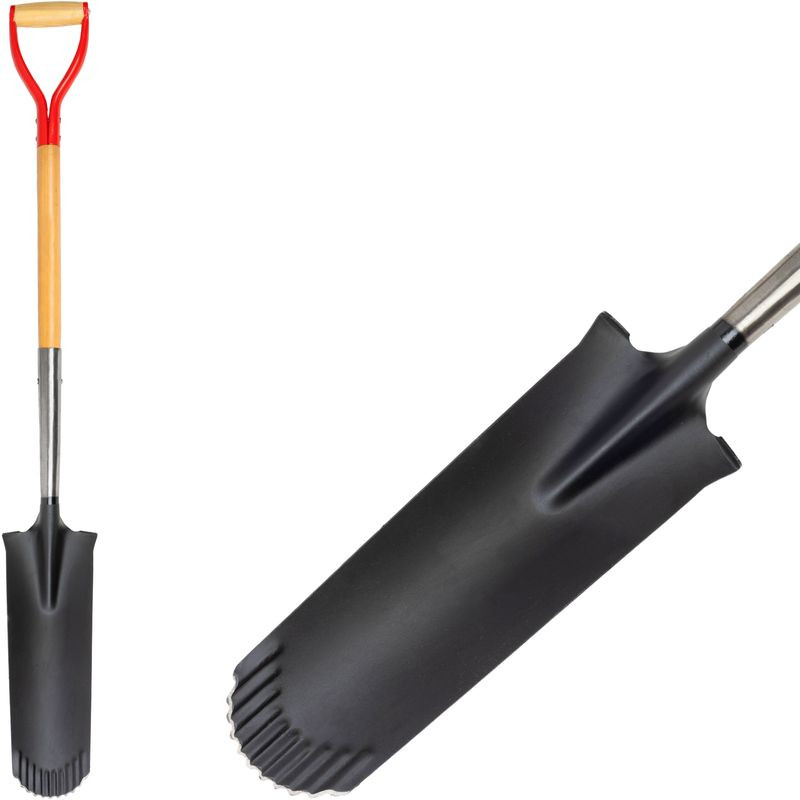 Rýľ Strend Pro Premium RedShark, úzky, drenážny, s drevenou násadou D 1280 mm