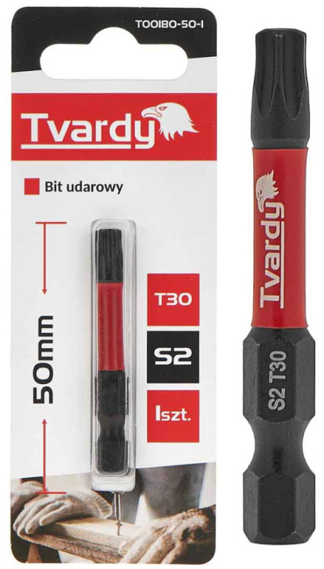 Bit úderový 1/4" TORX T30 x 50mm, S2, TVARDY 1