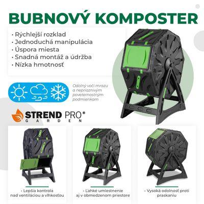 Kompostér Strend Pro Garden, bubnový, 70 lit., čierny, 55,5x36x72 cm 5