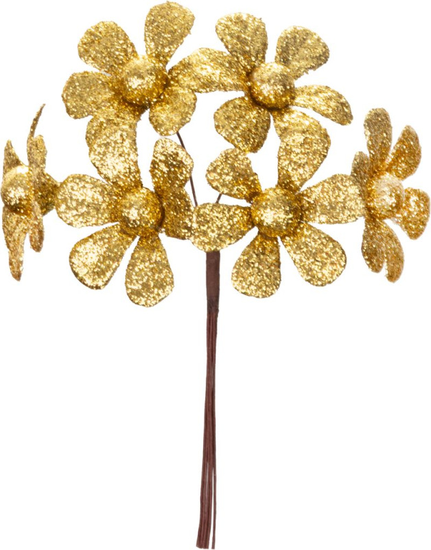 Kvet MagicHome Vianoce, margarétky, zlatý, 14 cm