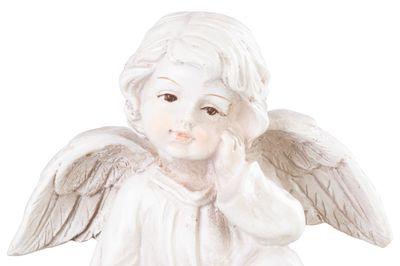 Dekorácia MagicHome, Anjel na knihe, polyresin, na hrob, solárna, 19x8,5x23 cm