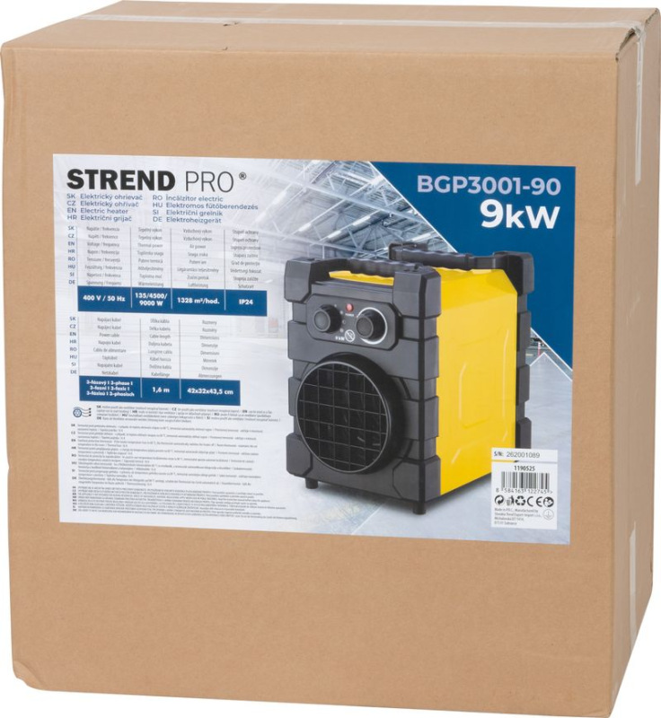 Ohrievač Strend Pro BGP3001-90, 400 V, max. 9 kW, elektrický 4