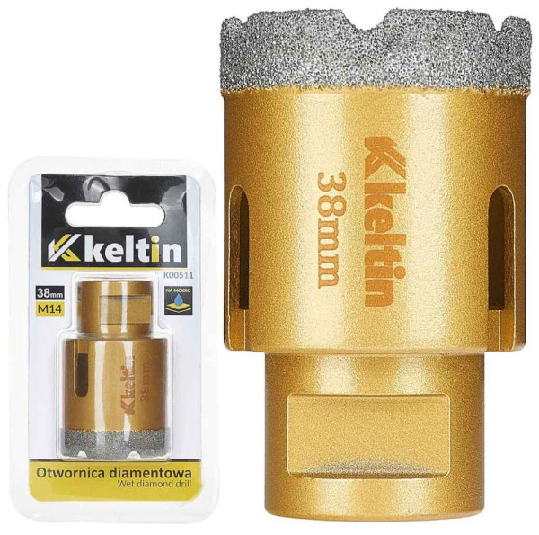 Vrták diamantový korunkový, závit M14 do uhlovej brúsky priemer 38 mm, GEKO 1