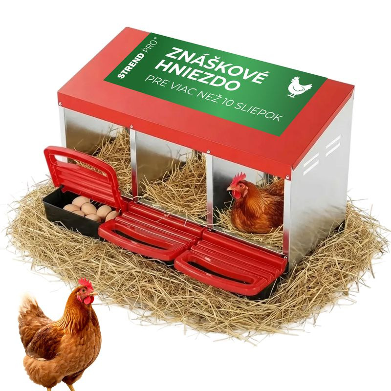 Hniezdo Strend Pro, znáškové, pre hydinu, 3 komorové, kovové, 79,6x47,5x52,5 cm, pre 3 nosnice 1