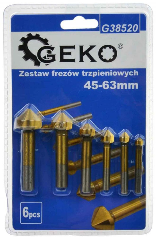 Sada záhlbnikov do kovu, 6-dielna, 6,3 - 20,5 mm, GEKO 1