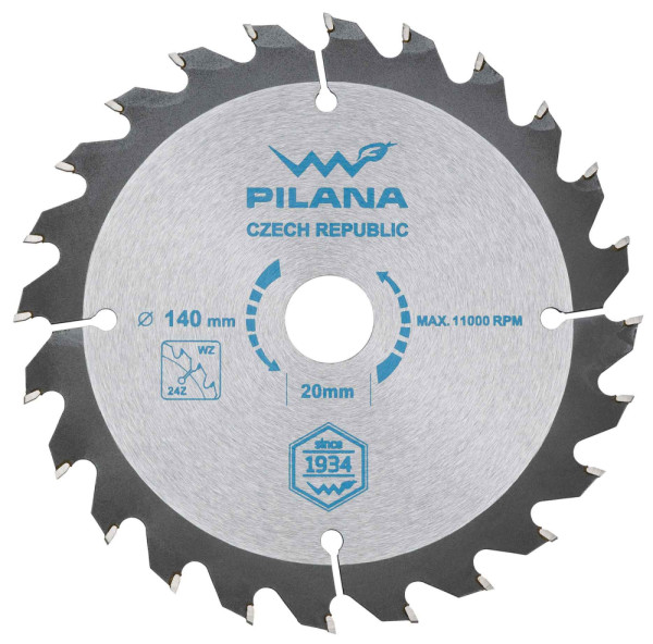 Pílový kotúč s SK plátkami 140x1,9x20 zuby 24 WZ, PILANA