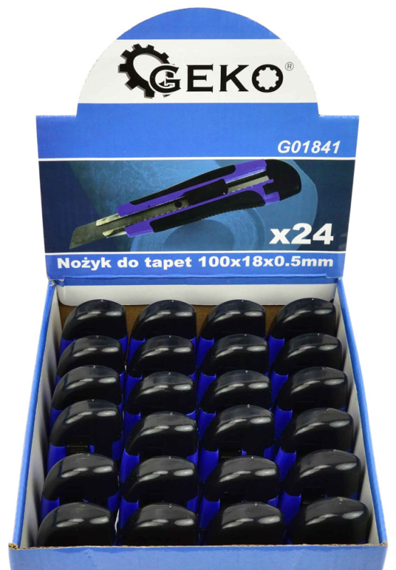 Nôž s ulamovacou čepeľou 18 mm, plastový s tlačítkom model 1, GEKO 5