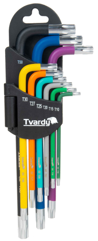 Sada farebných torx kľúčov T10-T50, 9-dielna, S2, TVARDY 1