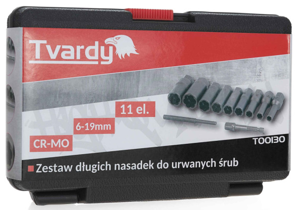Sada dlhých nástrčných hlavíc na poškodené skrutky, 6-19 mm 11-dielna, TVARDY 7