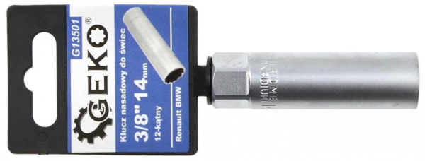Hlavica nástrčná predĺžená na sviečky, dvanásťhran 3/8" 14 mm, RENAULT BMW, GEKO